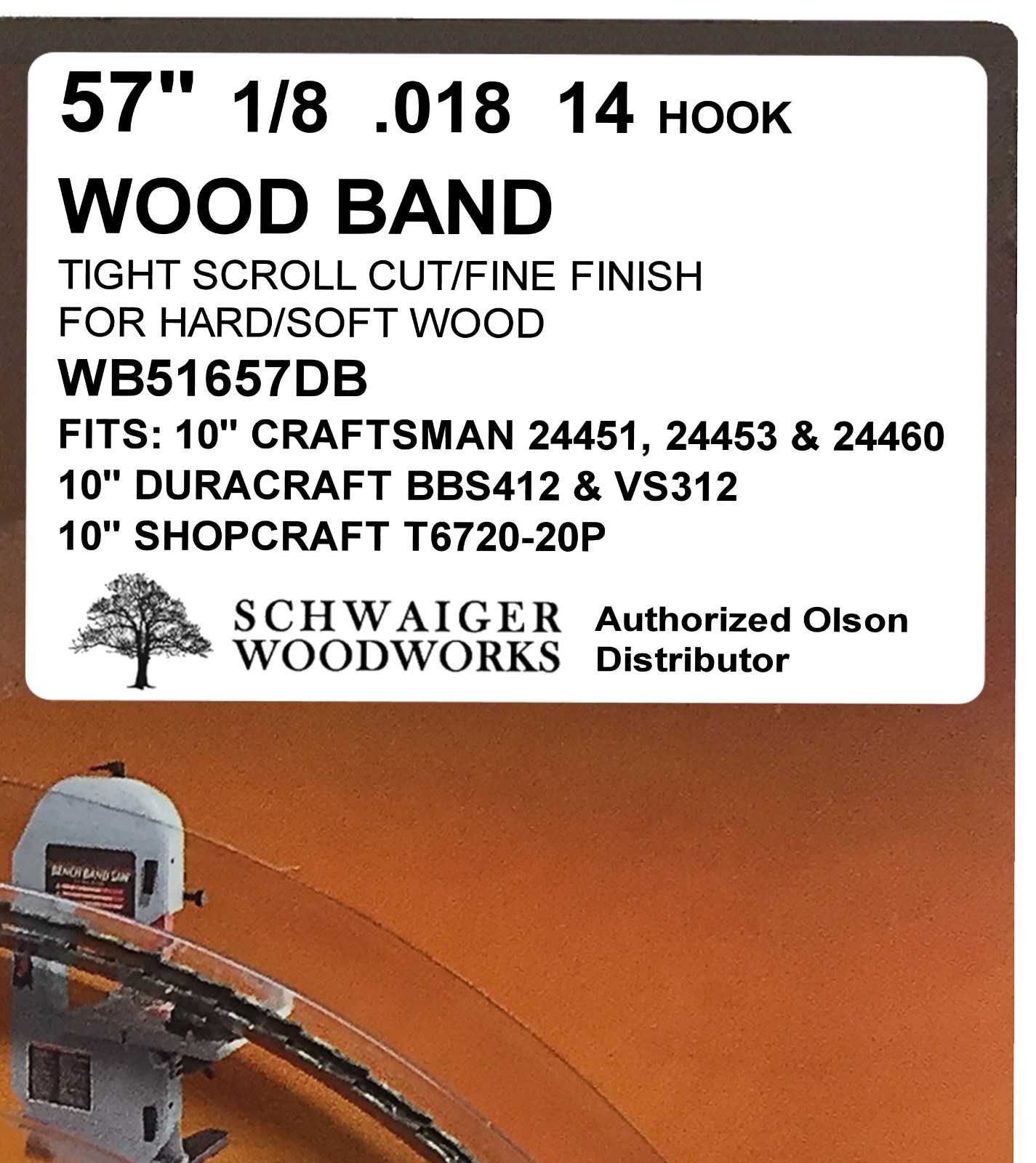 Olson Band Saw Blade 57" 56-7/8" inch x 1/8", 14TPI for Craftsman Shopcraft