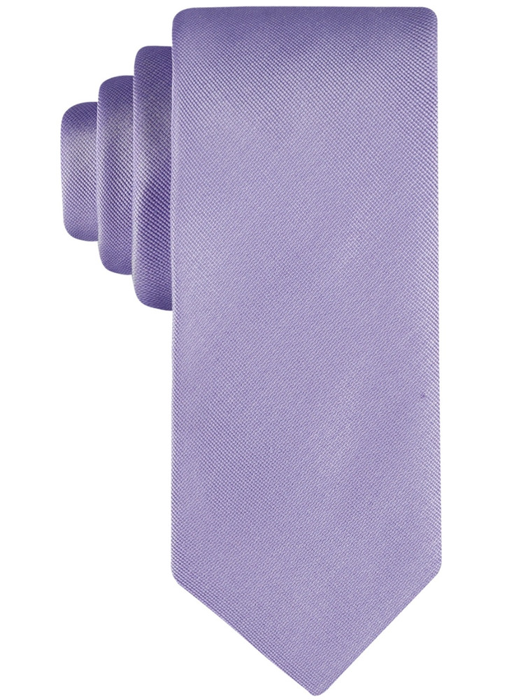 Calvin Klein Men Silver-Spun Solid Tie Lilac