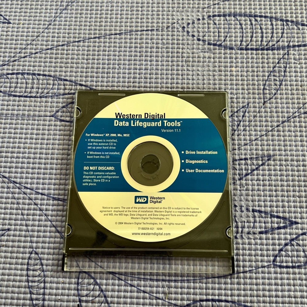 2004 Western Digital Data LifeGuard Tools Version 11.1 CD