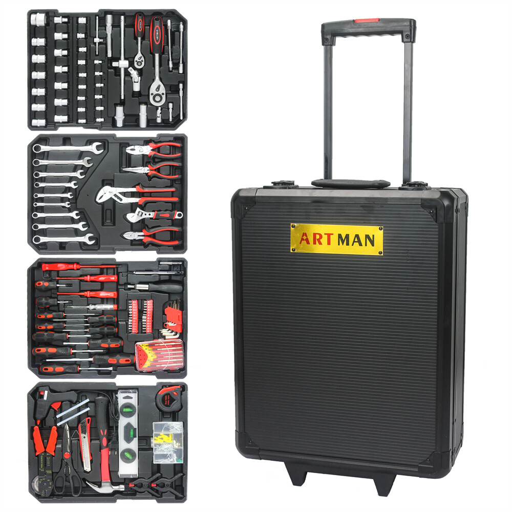 899 Pcs Tool Set w/Trolley Case Box Organize Mechanics Tool Kit Wrenches Socket