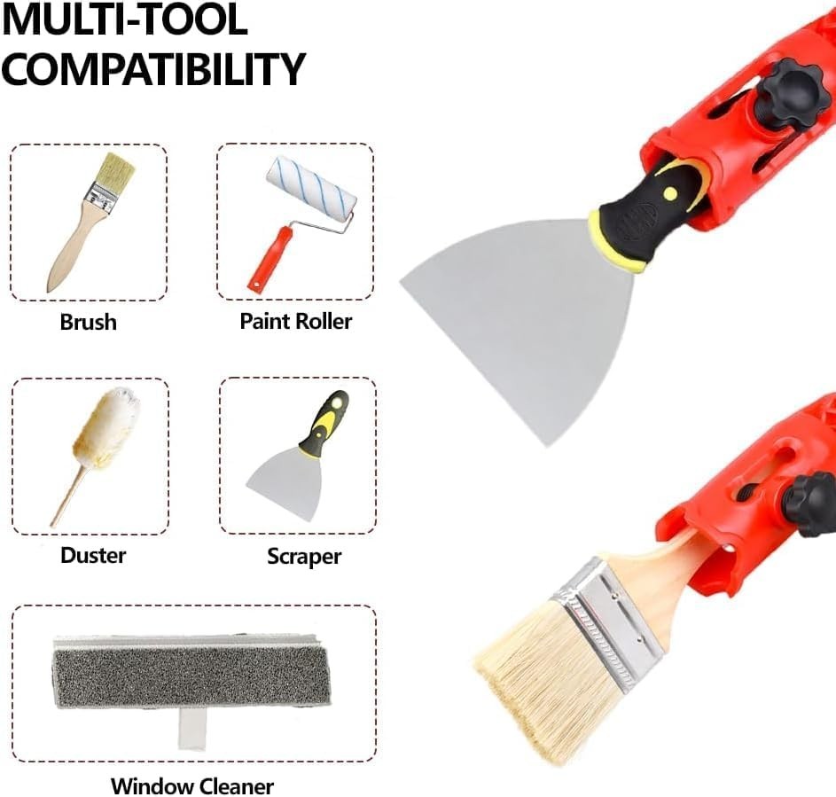 Multi-Angle Paint Brush Extender for High Ceiling,Extension Pole Attachment Hold