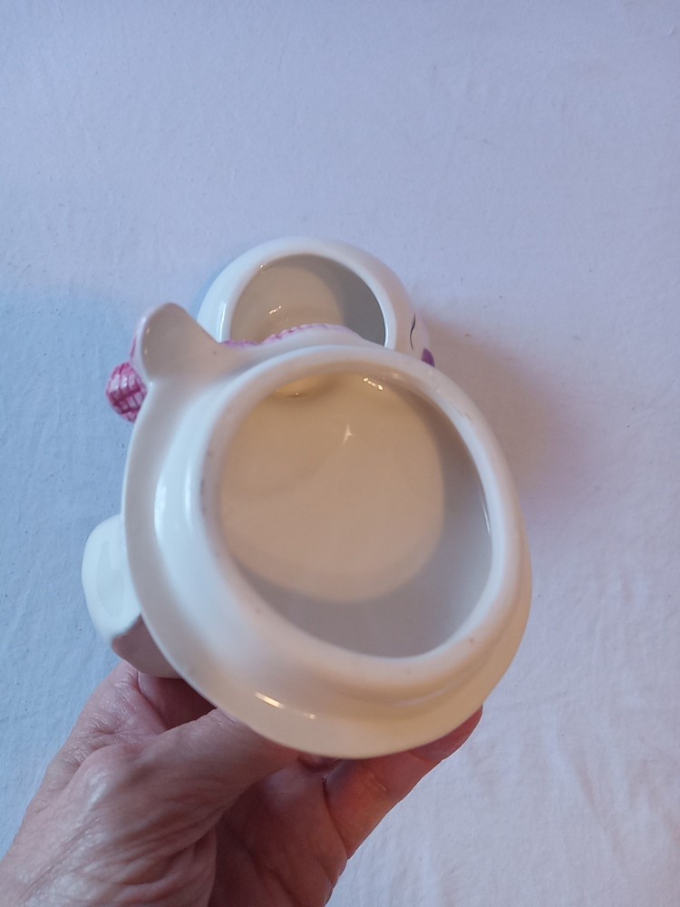Bunny Rabbit Candy Dish Long Ear Handle Ceramic