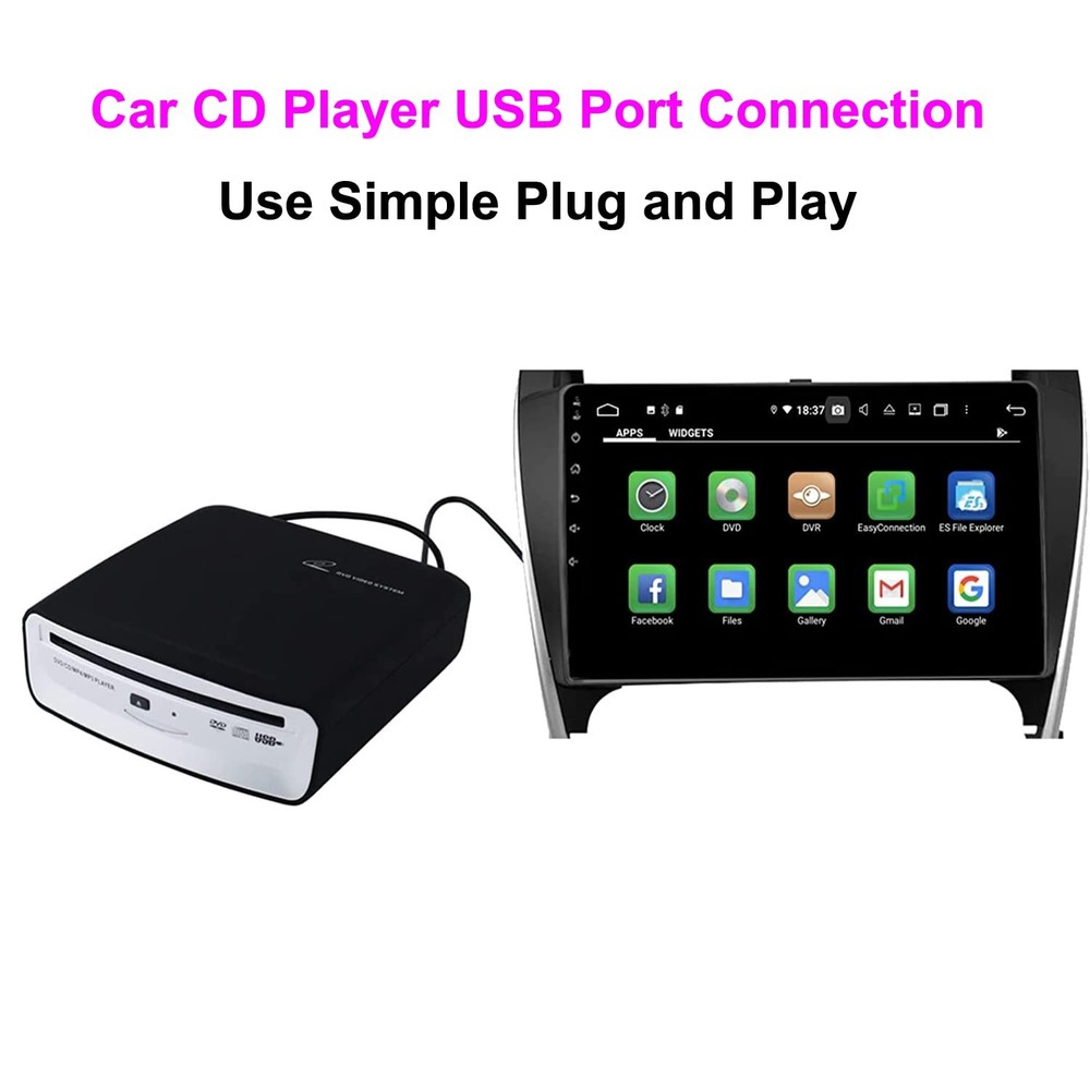External Car Universal CD Player Machine, Vehicle External USB CD Player for ...