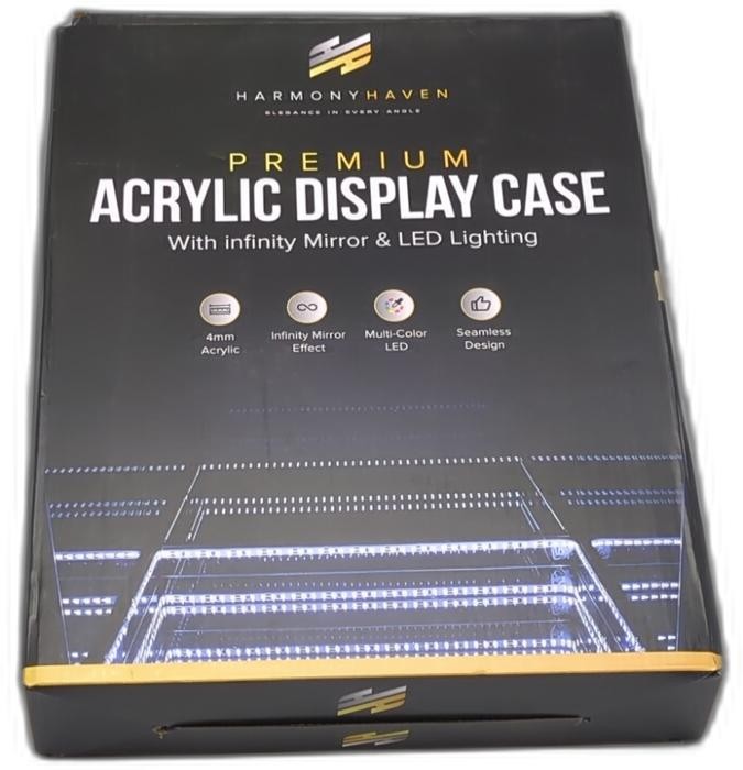 HarmonyHaven Premium Acrylic Display Case with Infinity Mirror & Multi-Color LED