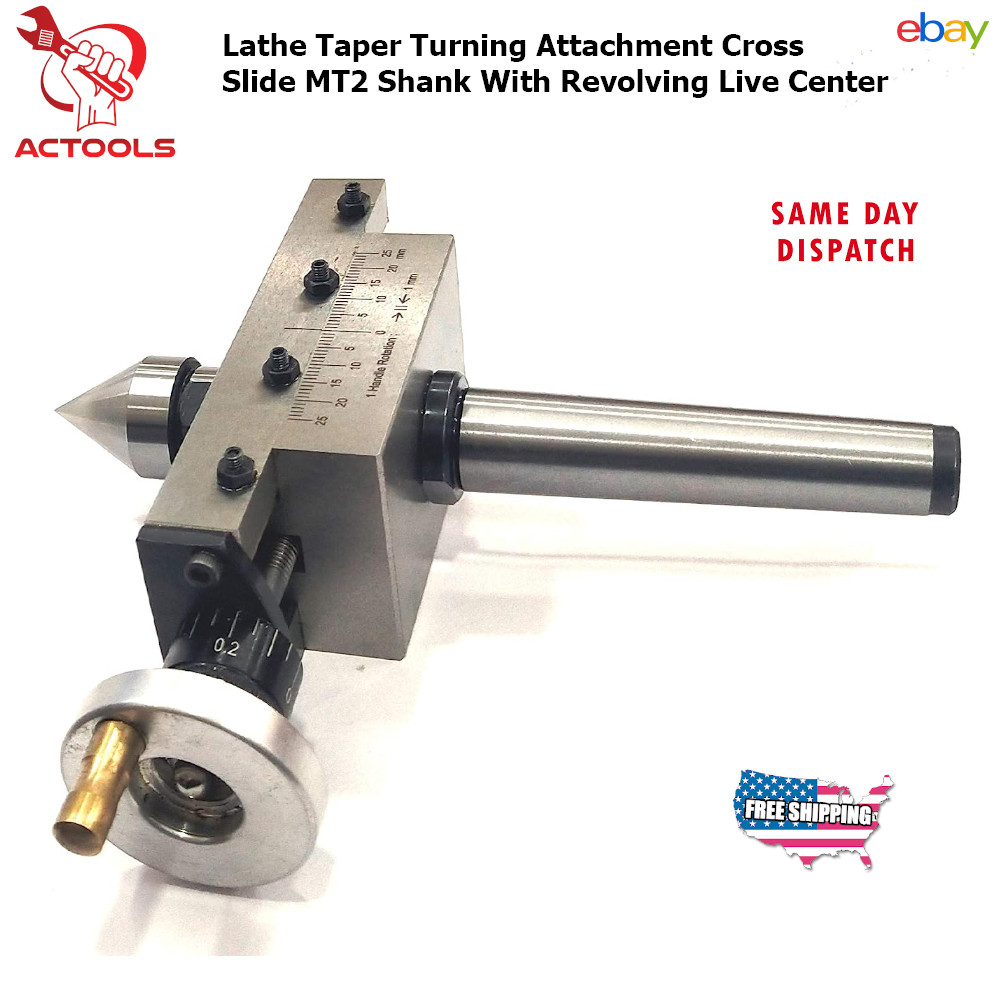 Taper Lathe Turning Attachment Cross Slide 2MT Shank With Revolving Live Center