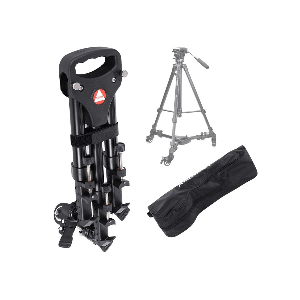 VX-600 Foldable Tripod Dolly with 3 Locking Track Wheels Pulley,Adjustable Le...