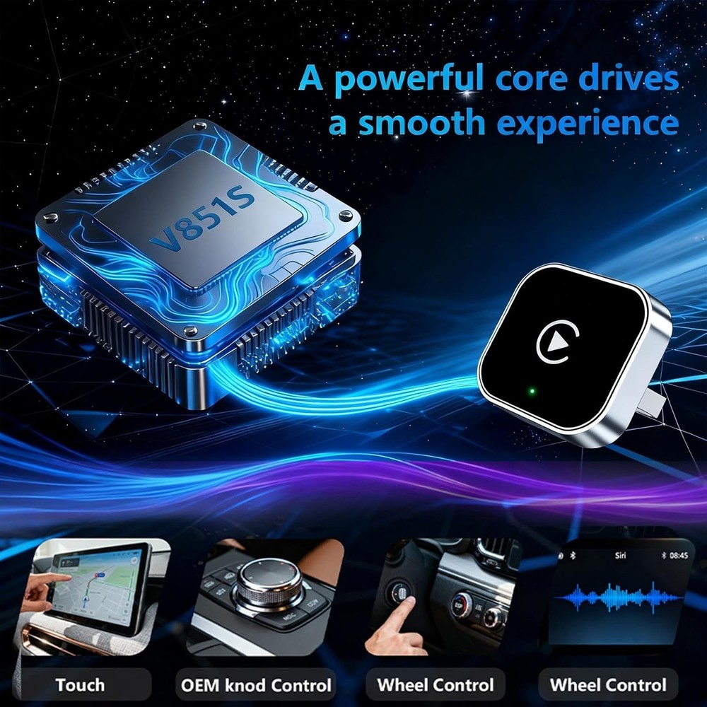 2026 Upgraded Wireless CarPlay Adapter - Fast Auto-Connect, for iPhone & Android