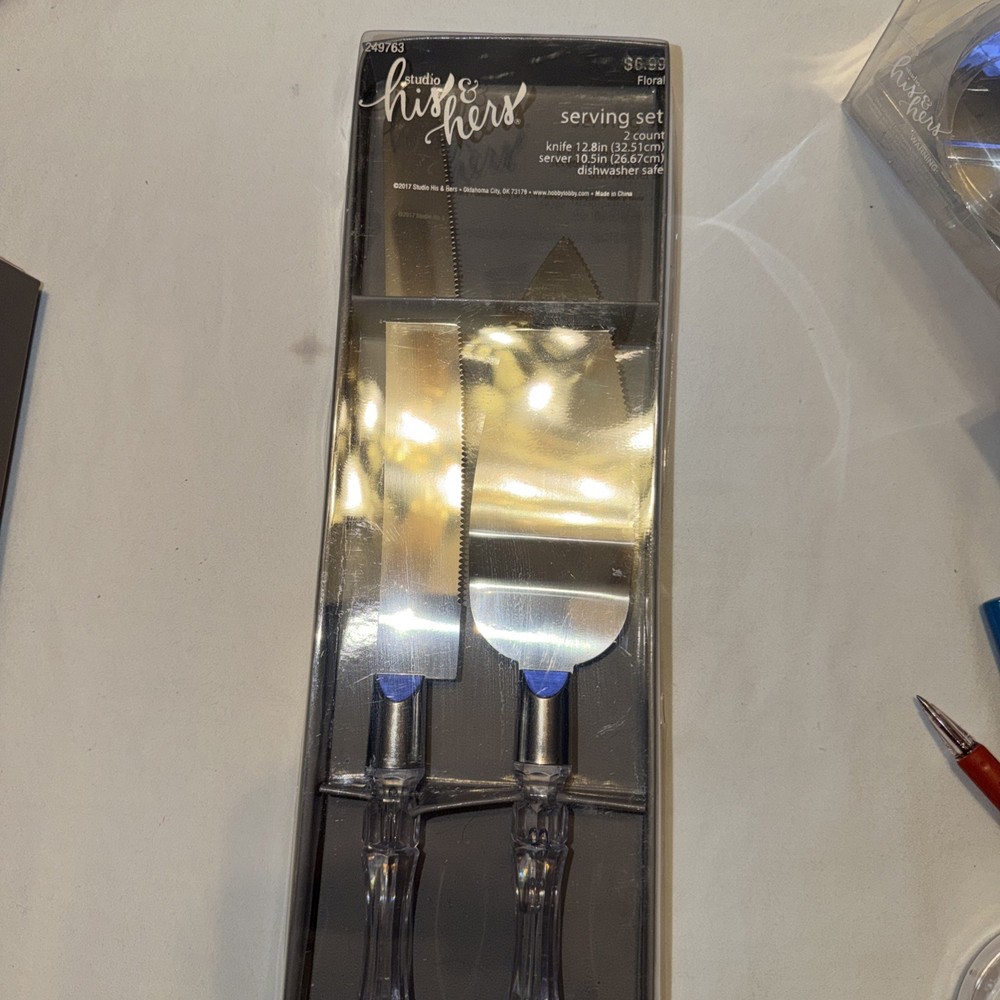 Studio His & Hers Wedding Serving Set Cake Knife & Server New Sealed Dishwasher