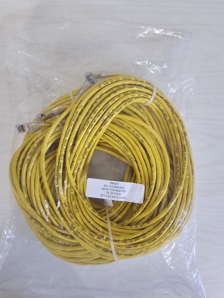 Lot of Five (5) Ethernet Patch Cable 40' Yellow