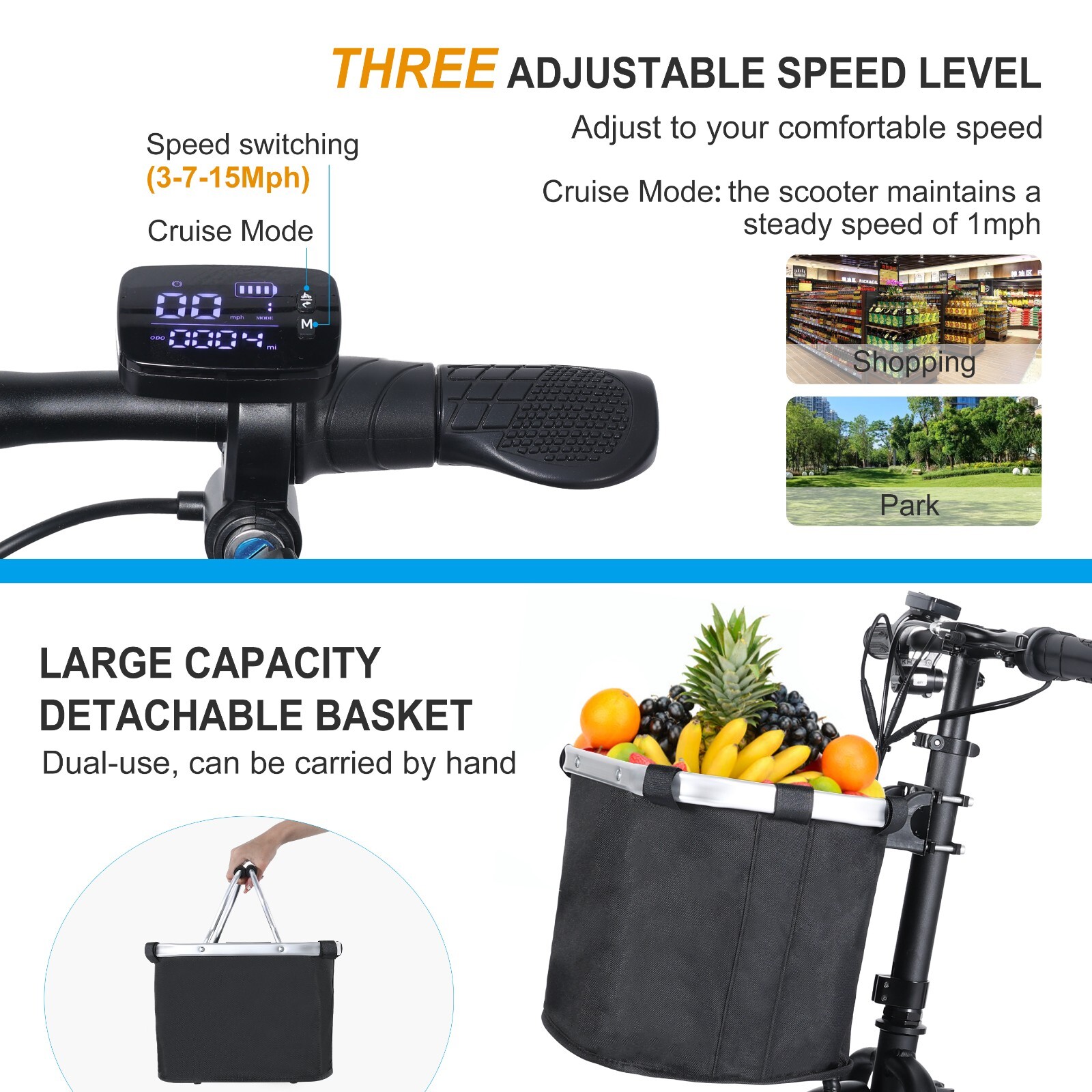 TopMate ES11 Electric Mobility Scooter 3 Wheel for Adult Senior 700W Dual Motor