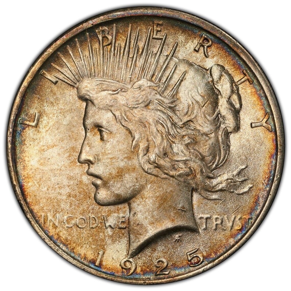 1925 PCGS/MS64 Monster Toned Peace Dollar
