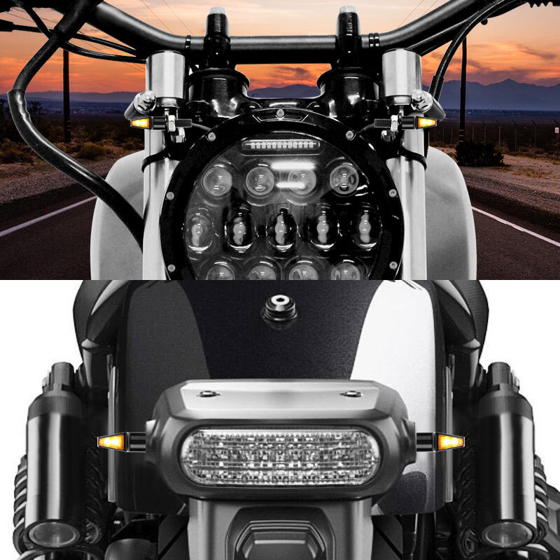 Black 2X Motorcycle LED Turn Signal Mini Blinker Amber Indicator Light Universal