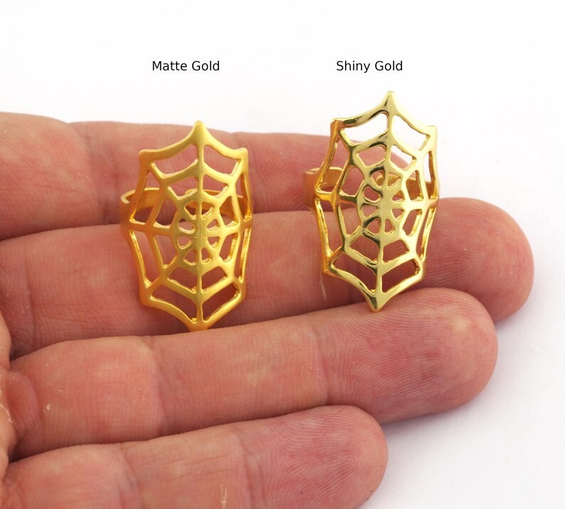 Spider Web Adjustable Ring Raw brass or Plated (8US size) 2734