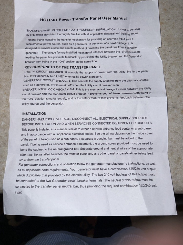 Briidea Transfer Panel Transfer Switch