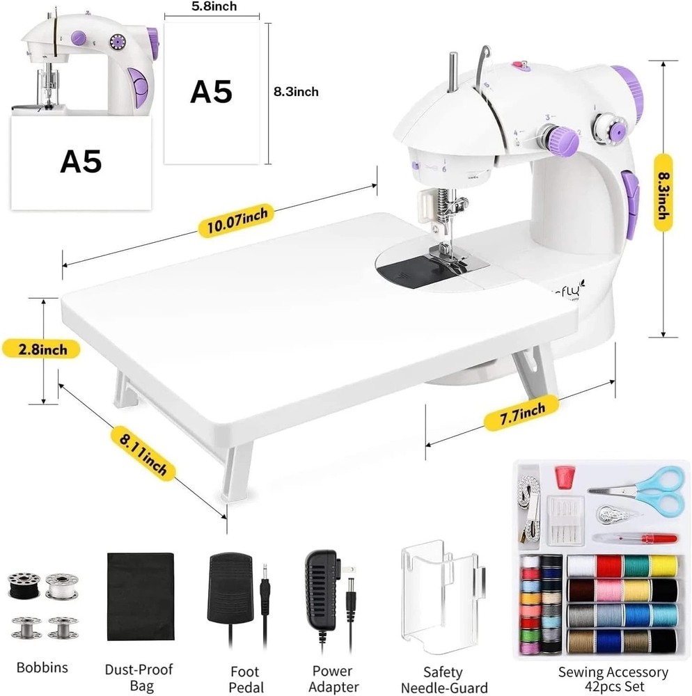 Mini Portable Sewing Machine with Extension Table & Accessories for Beginners