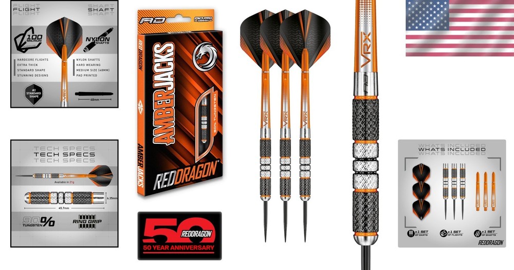 Amberjack Series Darts Set 21g Black & Orange