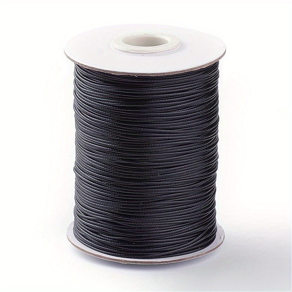 1roll Waxed Polyester Cord Macrame Artisan String for Jewelry Making Black 1mm