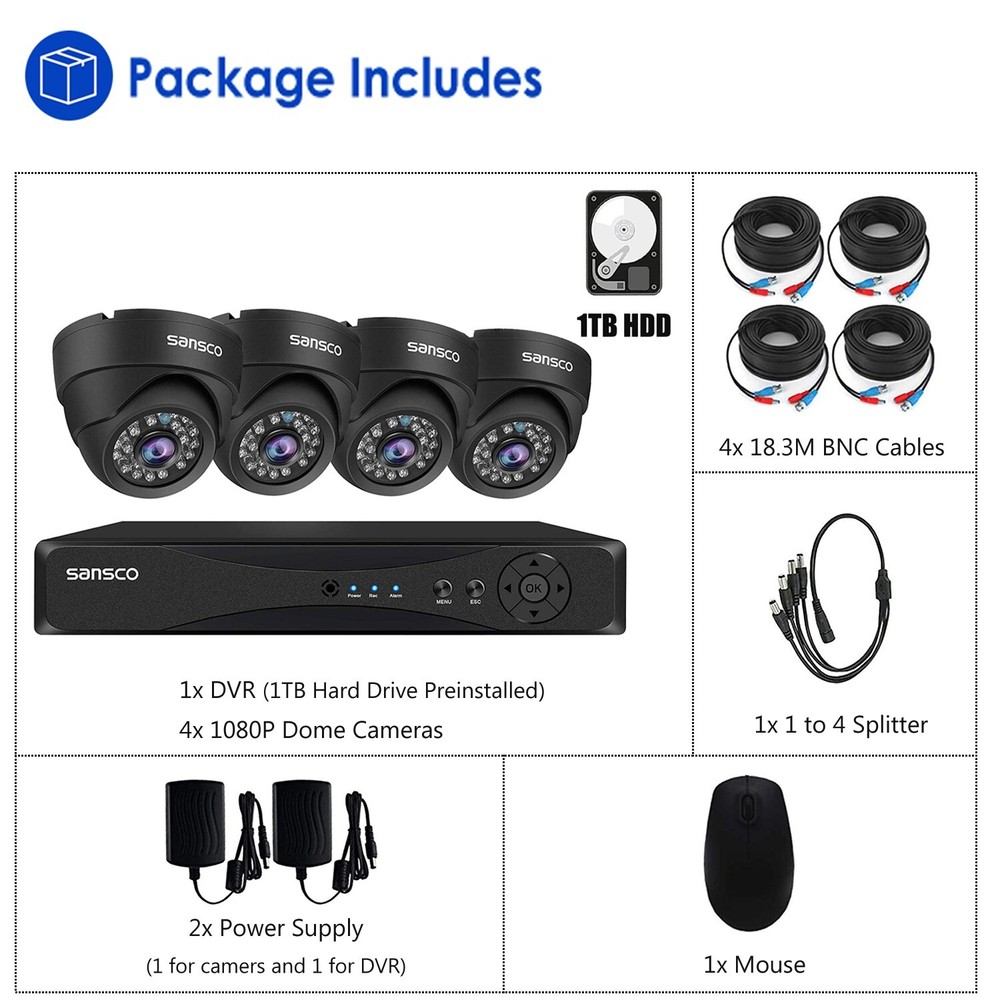 5MP DVR Outdoor Wired CCTV Security Camera System 5MP Dome Waterproof Camera