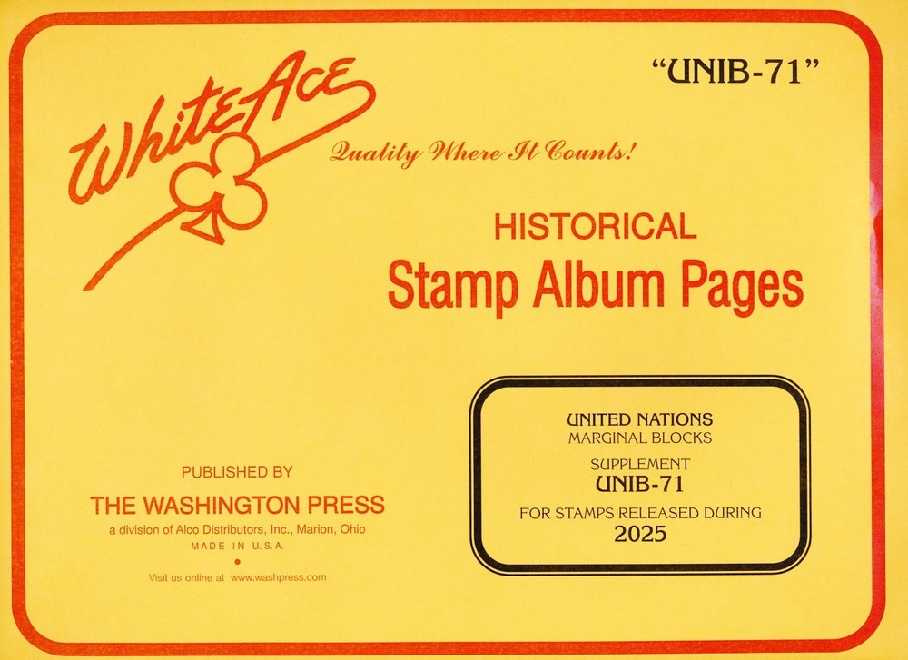 WHITE ACE 2025 United Nations Inscription Blocks Stamp Album Supplement UNIB-71