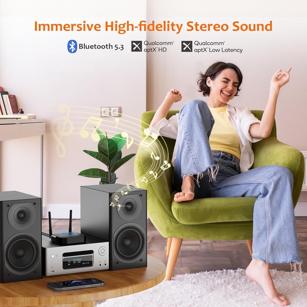 1mii B06 Pro Bluetooth Adapter 5.2 Long Range Hifi aptX HD 3D Surround Home