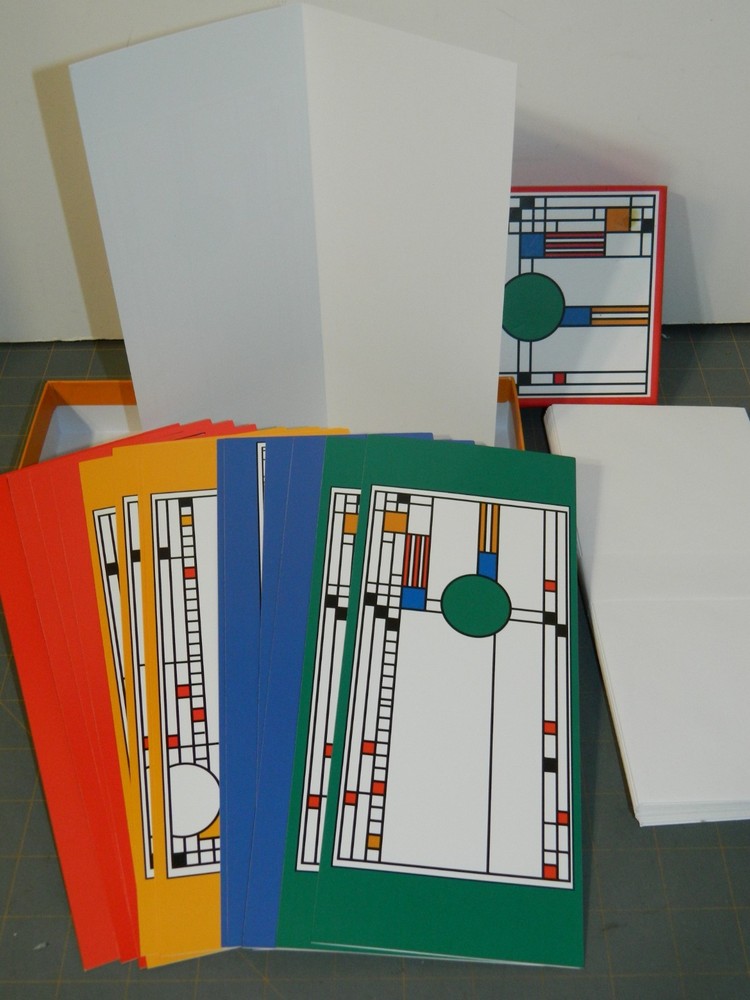 Frank Lloyd Wright Art Glass Window (15) Notecards Envelopes & presentation Box