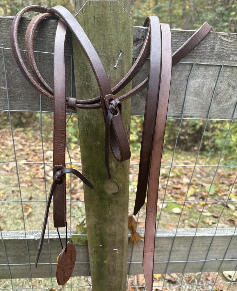 Western Soft And Supple Oiled Top Grain Leather 8’ Split Reins Loop Bit Ends