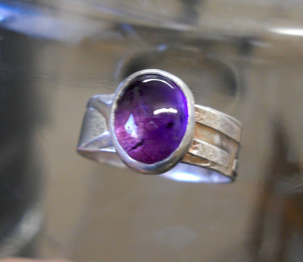 Dragonfly Amethyst Sterling Ring Size 7