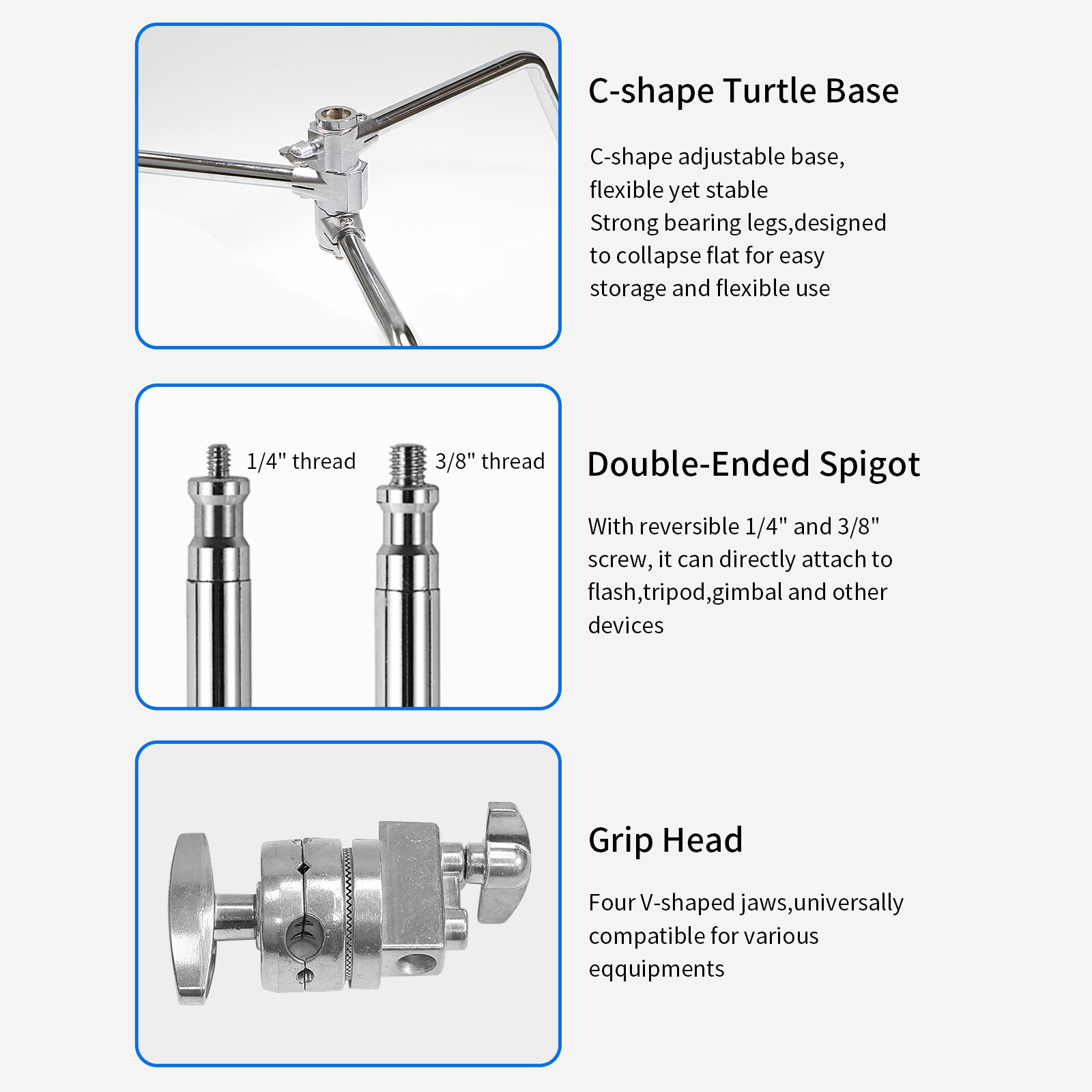 2 pack Photo Studio 10ft Heavy Duty C Stand Century Stand for Aputure Godox