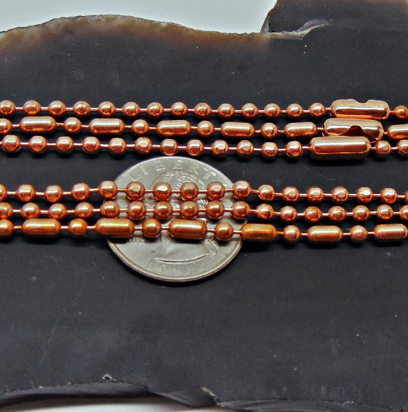 Solid COPPER BALL CHAIN Necklaces ~ 3.2mm bead ~ Round ~ Faceted ~ or Ball +Bar