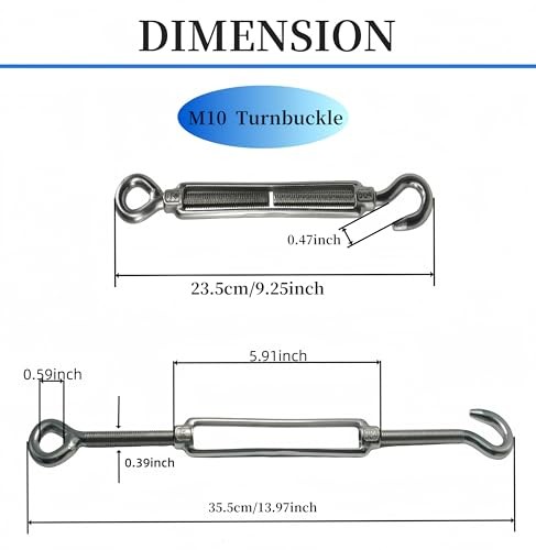 Hook & Eye Turnbuckle for Cables Wire,304 Stainless Steel Turnbuckles Hook