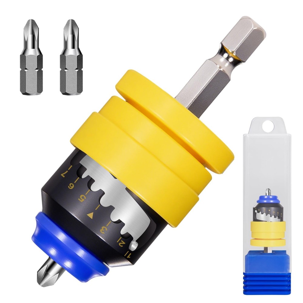 7-Level Adjustable Drywall Screw Setter with 2 Bits & Magnetic Holder - Converts