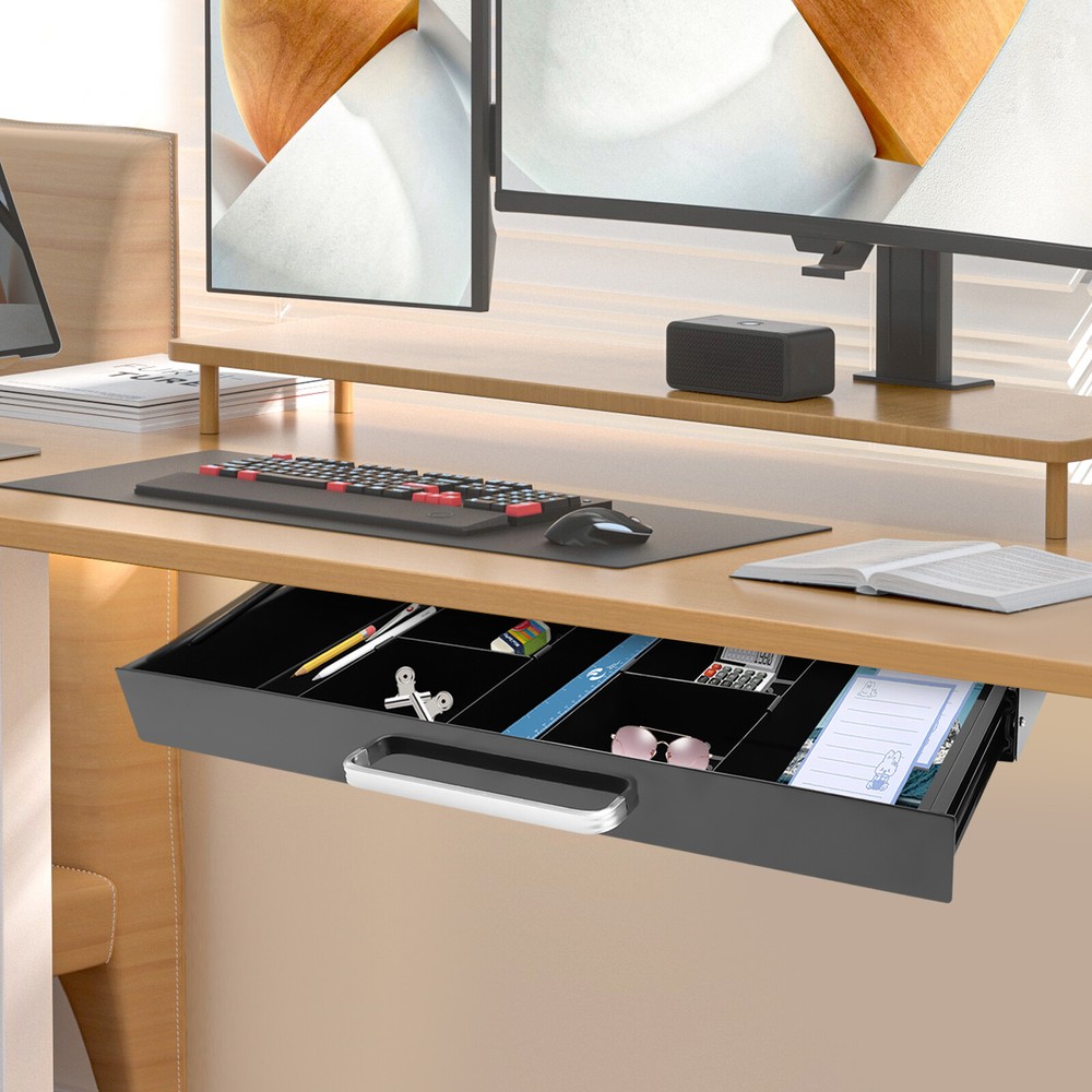21.5” Under Desk Sliding Pull-Out Drawer – Smooth Storage Organizer
