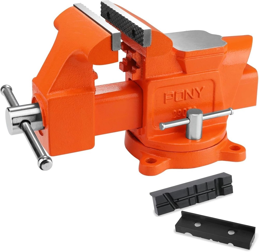 5″ Heavy-Duty Bench Vise – 360° Swivel Base, Pipe Clamp Function