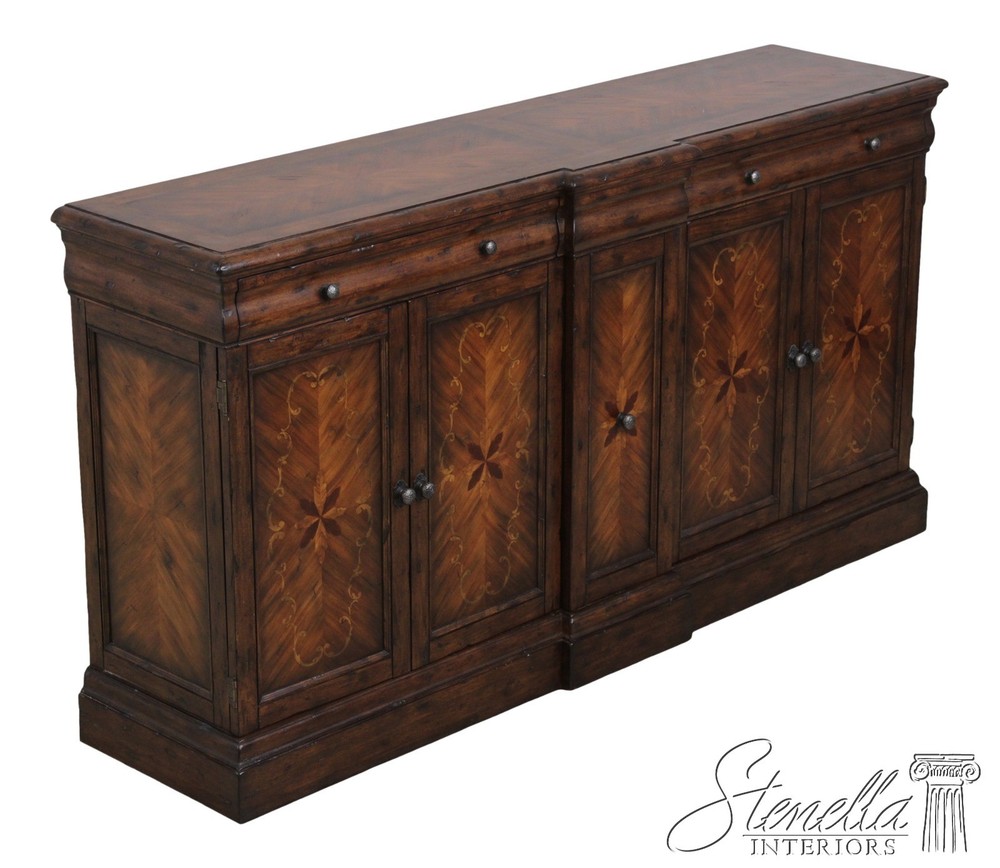L72635: Continental Style Inlaid Front Distressed Sideboard Console