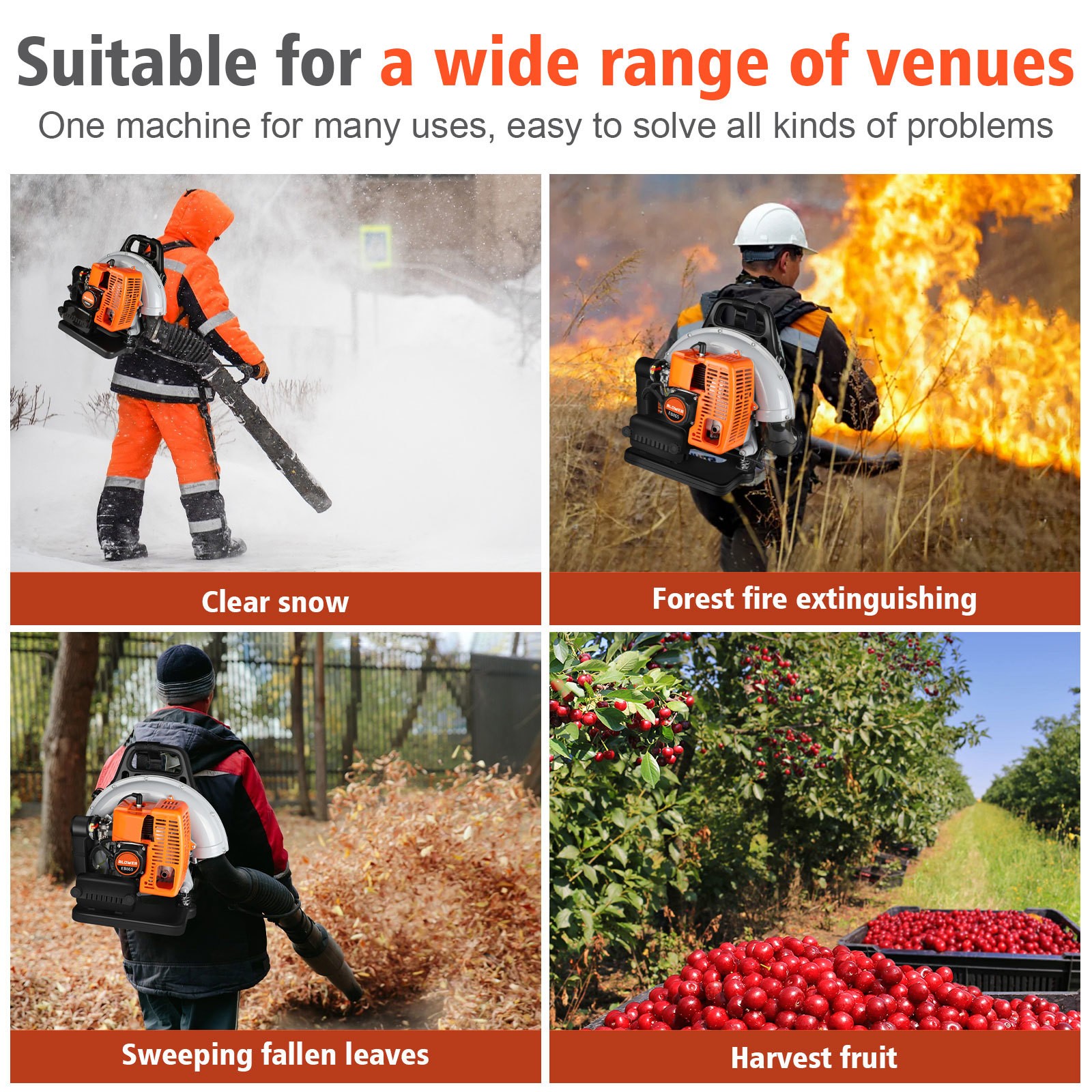 63CC Commercial Gas Leaf Blower Backpack Gas-powered Backpack Lawn Grass Blower