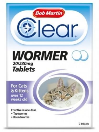 Bob Martin Clear Wormer tablets - Effective Easy Cat & Kitten Worming 2 tablets