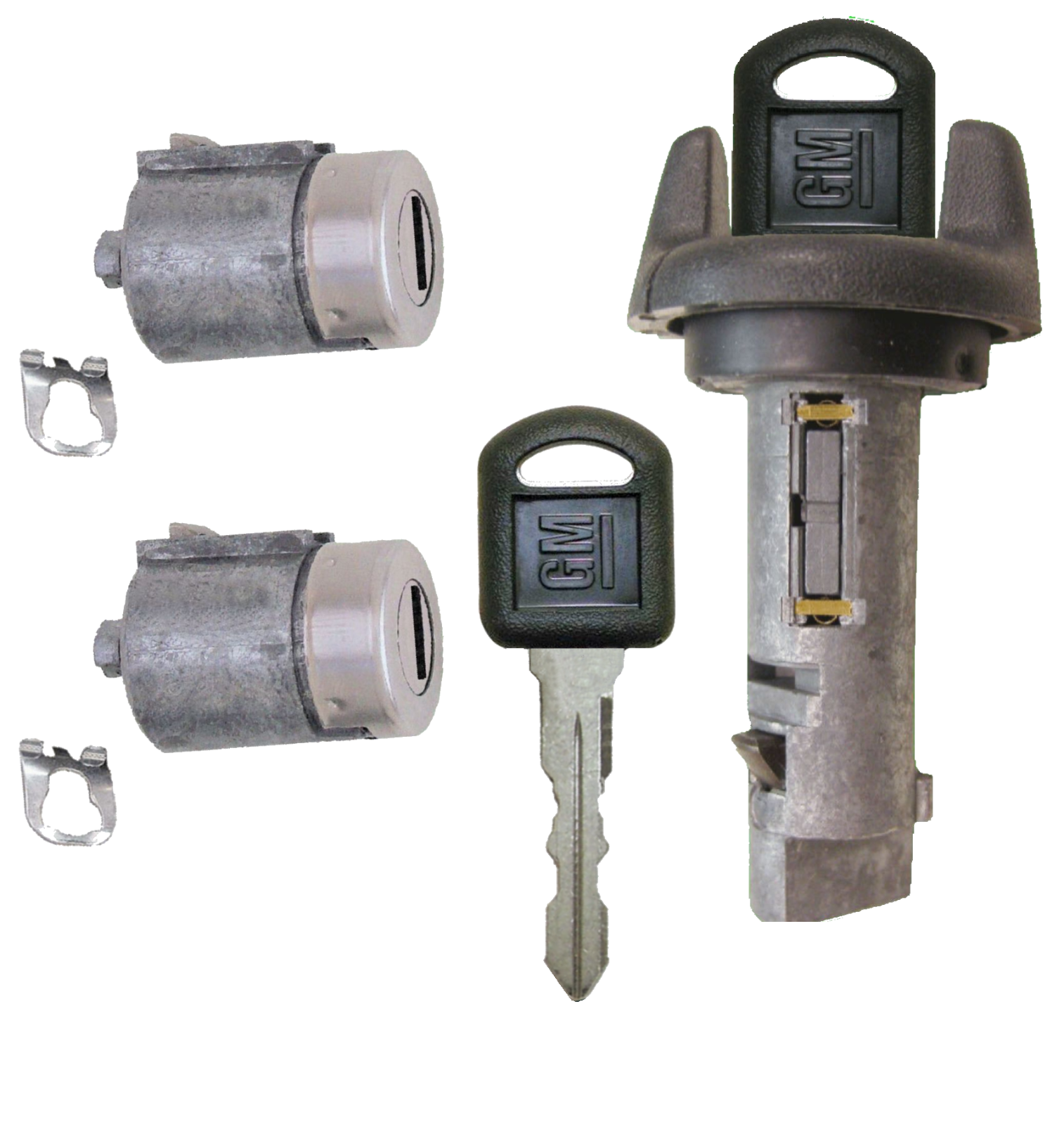GM OEM Ignition Key Switch Lock Cylinder & Door Lock Tumbler Set 2 GM Keys