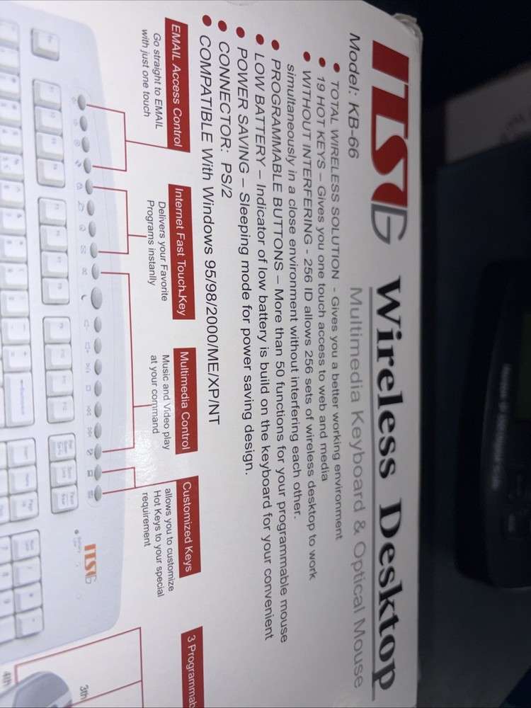 ITSG Wireless Desktop Multimedia Keyboard & Optical Mouse Model KB-66