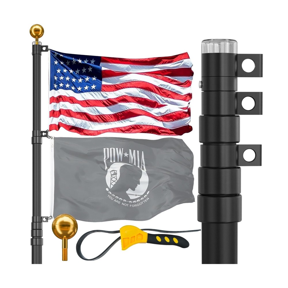 20FT Telescoping Flag Pole for Outside House, Extra Thick Telescopic Flagpole...