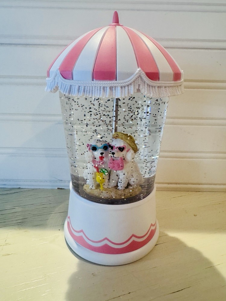 Cracker Barrel LED Poodle Glitter Globe