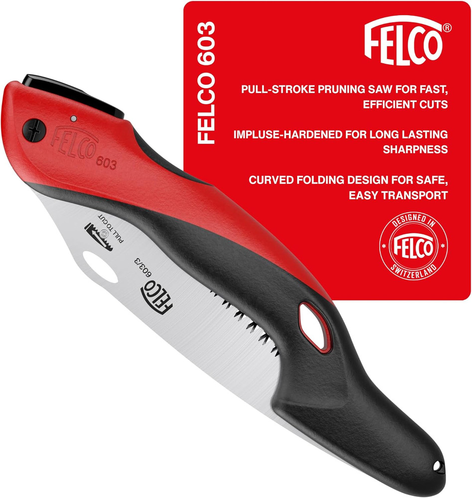 603 Folding Pruning Saw – Curved Pull-Stroke Saw for Tree Trimming & Elevated Cu