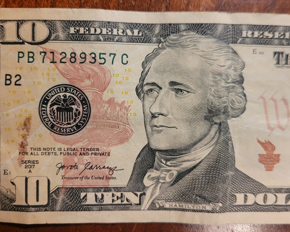 Ten Dollar Ink Smear error Note