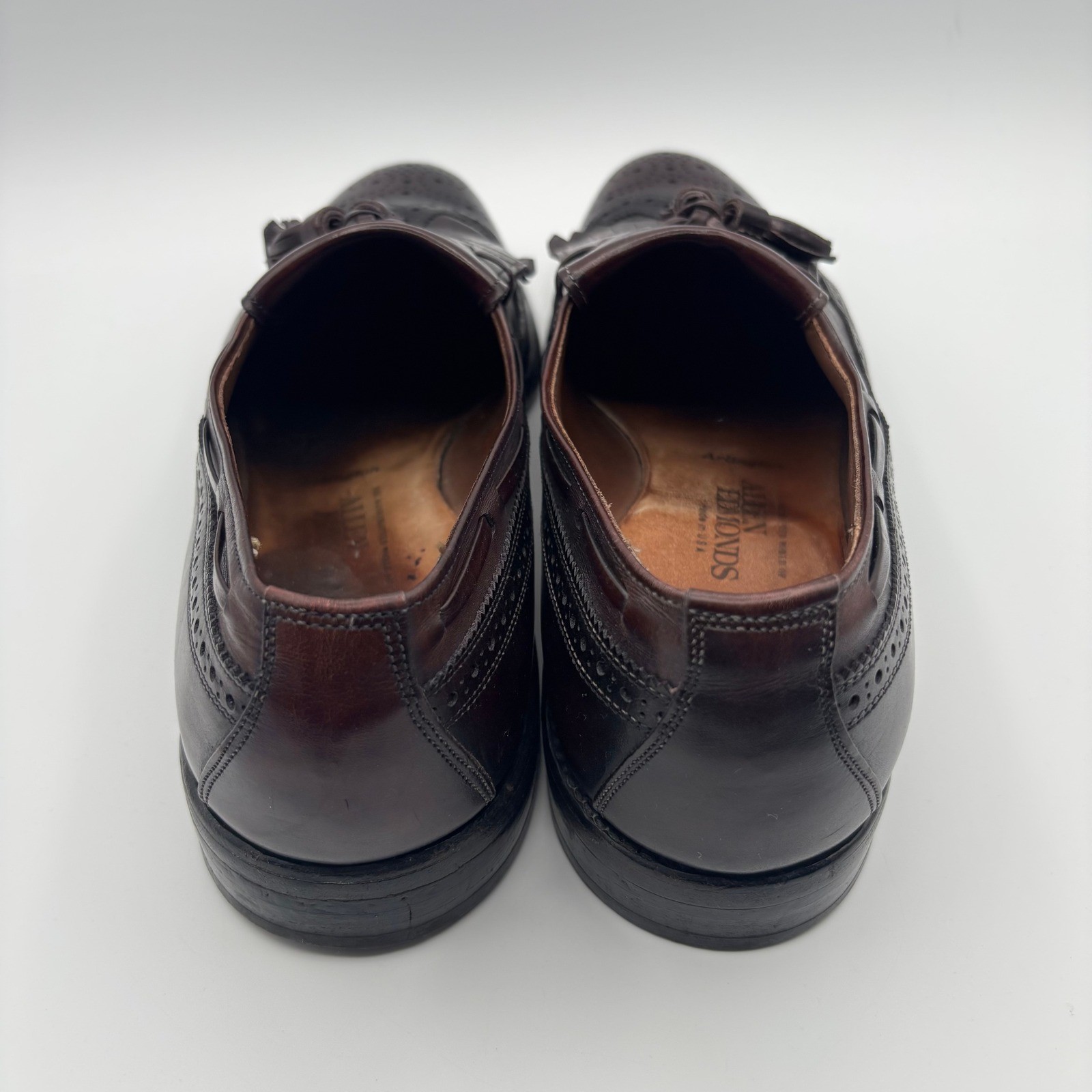 Allen Edmonds Arlington Burgundy Wingtip Tassel Loafers Mens Size 11 B *FLAW