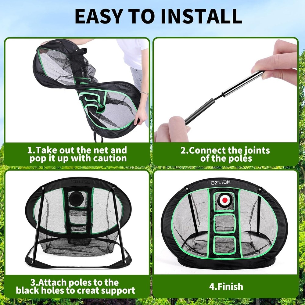 Foldable Golf Chipping Net & Indoor Mat Set - Pop-Up Training Target