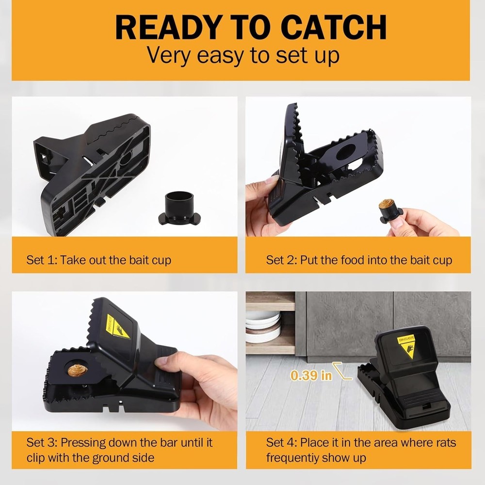 Reusable Large Mouse Traps - Easy Setup 6 Pack for Quick Rodent Elimination