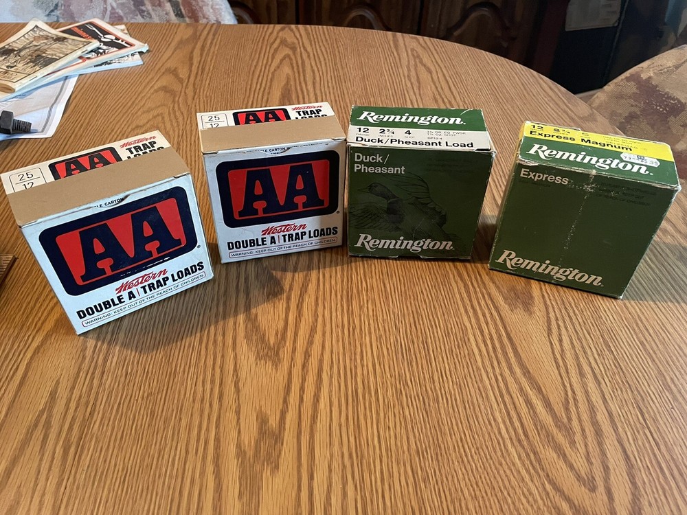 4  WESTERN AA  REMINGTON DUCK PHEASANT EXPRESS SHOTGUN SHELL BOX empty 12 GA