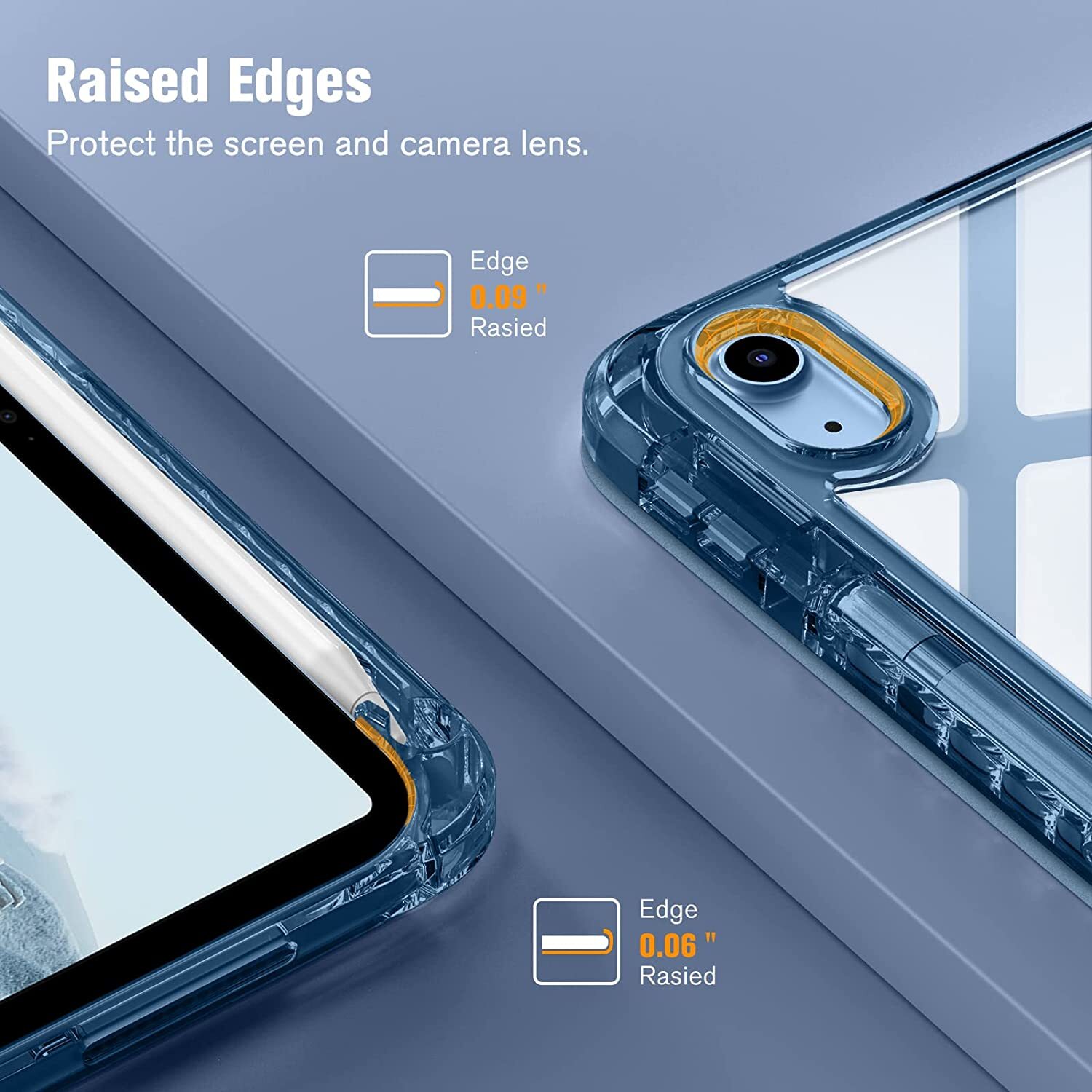 Case for iPad 10th Gen 10.9" (2022) Crystal Transparent Back Cover Pencil Holder