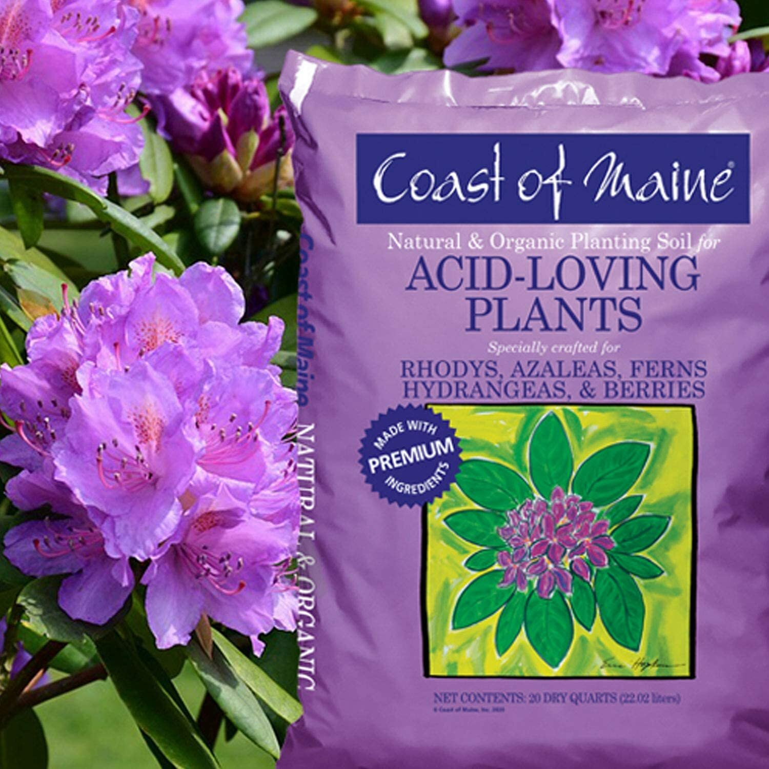 Coast of Maine Organic Potting Soil for Acid Loving Plants, 20 Qt Bag (2 Pack)