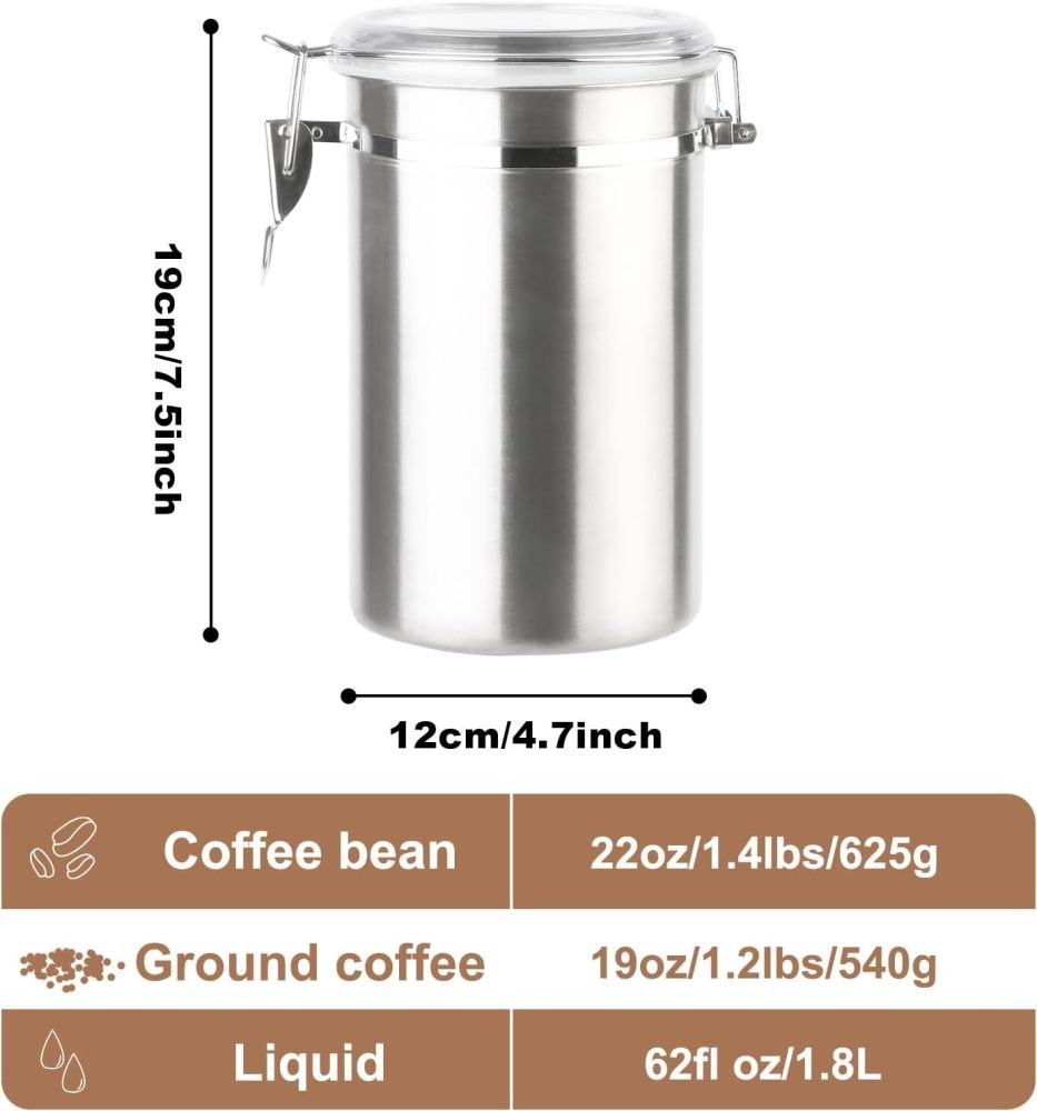 4 Pack 62OZ Stainless Steel Canister Set with Lids for Coffee Sugar Flour Tea
