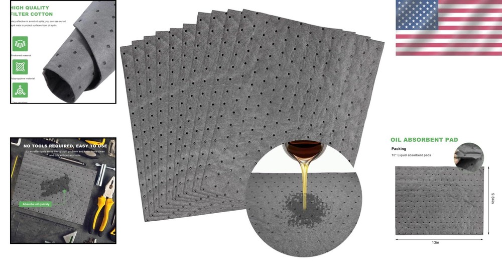 Efficient 10 PCS Spill Control Mats 13" x 10" for Automotive & Workshop